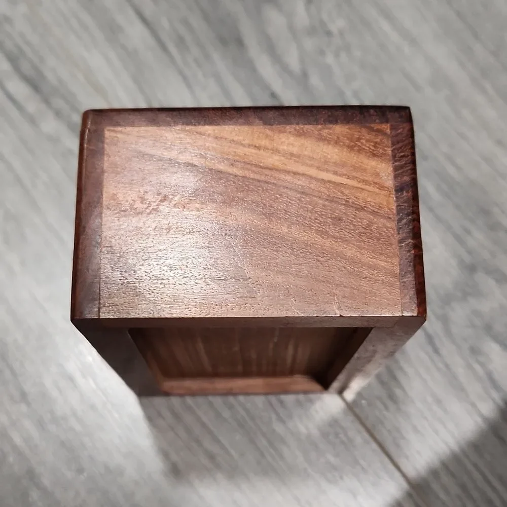 Flower Carved Wooden Hidden Storage Box